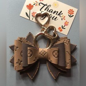 Large Brown Double Sided Layered keychain bow